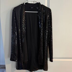Black Sequin Open Front Cardigan - size small